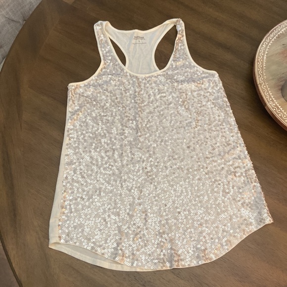 Express Champagne Sequined Razorback Tank - Picture 7 of 7